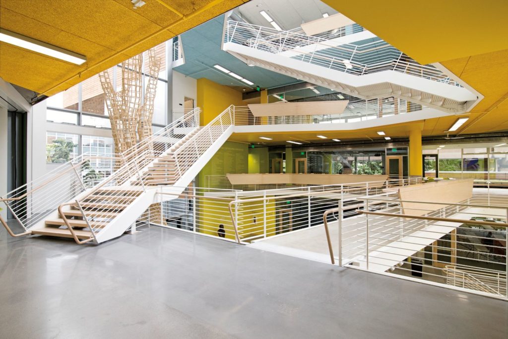 The Karl Miller Center from the School of Business at Portland State University. Tectum Direct-Attach System was used throughout the building.